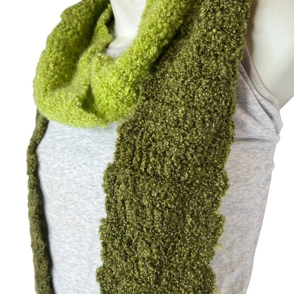Handmade Olive Green Ombre Scarf Crochet Pattern Unisex Very Soft 91.5 in - Picture 3 of 4
